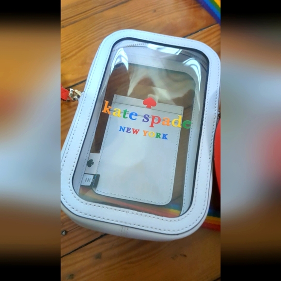 NWOT Kate Spade crossbody RARE rainbow leather phone bag with coin purse ❤️ - Picture 3 of 4